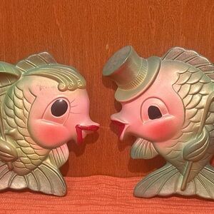 Whimsical Fish Wall Art - Green and Red